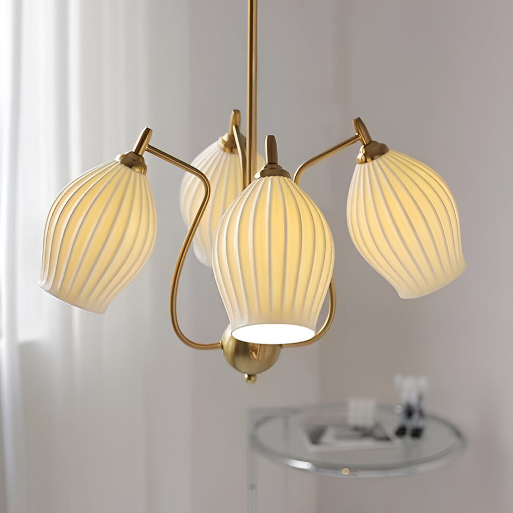 4 Lights Ceramic Flower-Shaped Warm Light Modern Ceiling Light