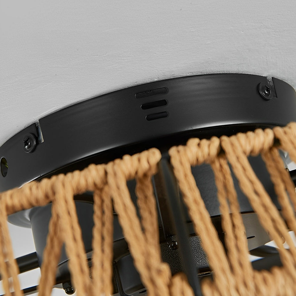 Rattan Iron Bladeless Inverter Ceiling Fan with E27 Light and Timer Control