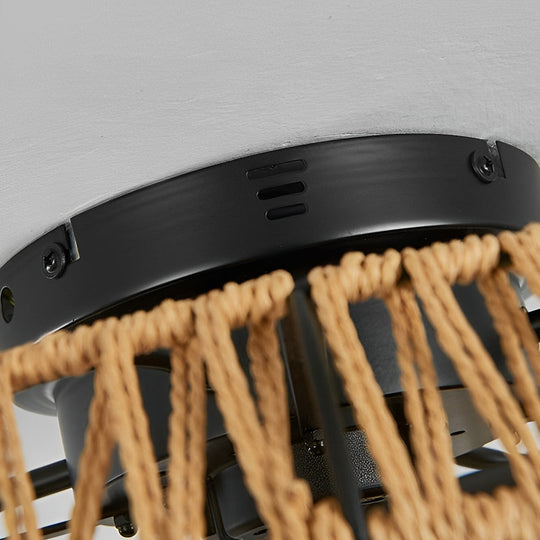 Rattan Iron Bladeless Inverter Ceiling Fan with E27 Light and Timer Control