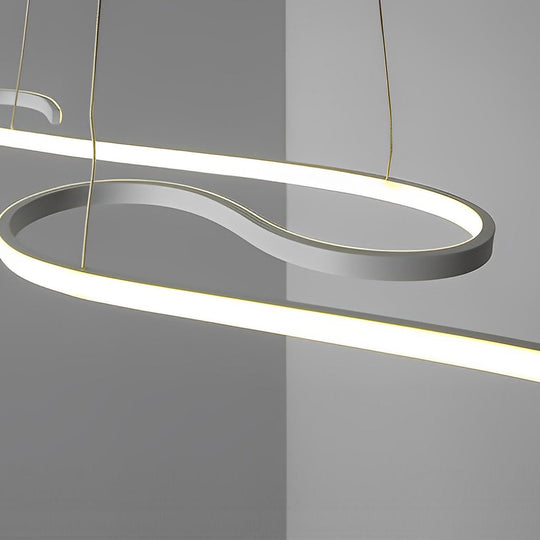 Creative Wavy Lines Stepless Dimming LED White Minimalist Chandelier