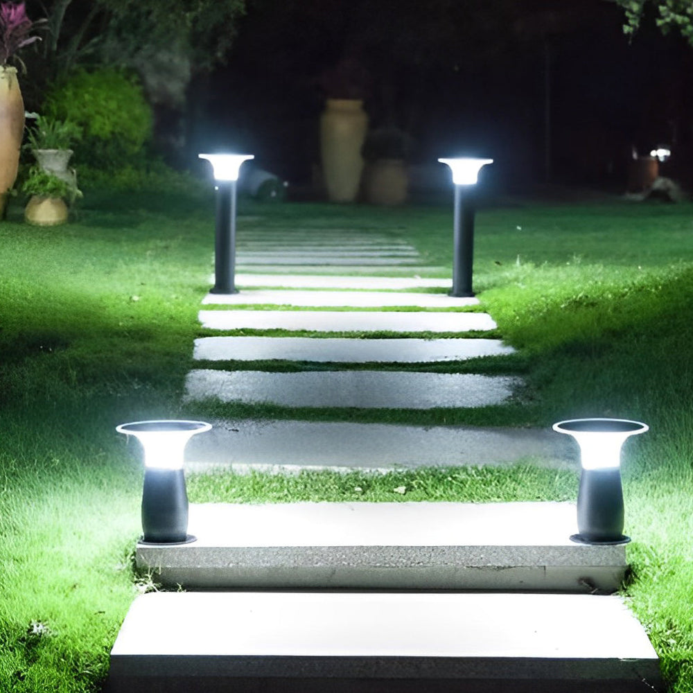 Efficient 3.5W Solar LED Path Downlights – 360° Modern Black Landscape Lighting