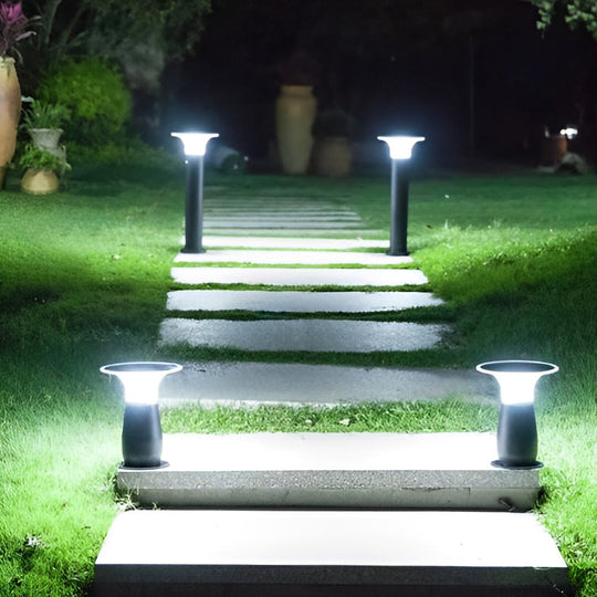 Efficient 3.5W Solar LED Path Downlights – 360° Modern Black Landscape Lighting