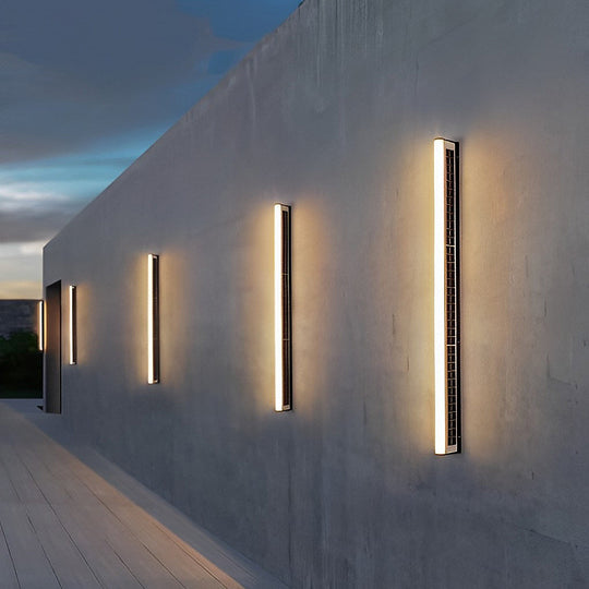 Long Acrylic LED Solar Outdoor Wall Light Waterproof Linear Lamp