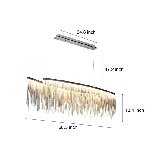 Aluminum Tassels Chain LED Dimmable Post Modern Dining Room Chandelier