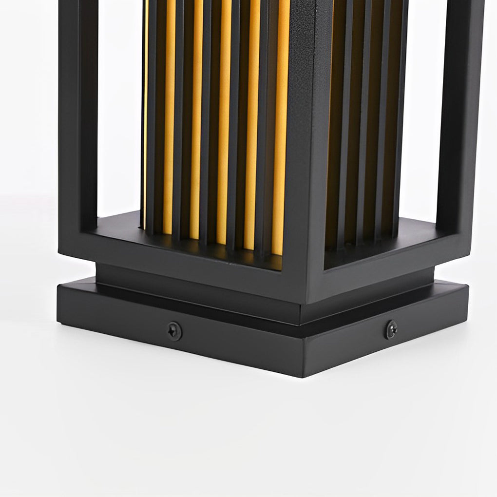 Modern Black LED Cage Pathway Lawn Lights Waterproof Outdoor Lamps