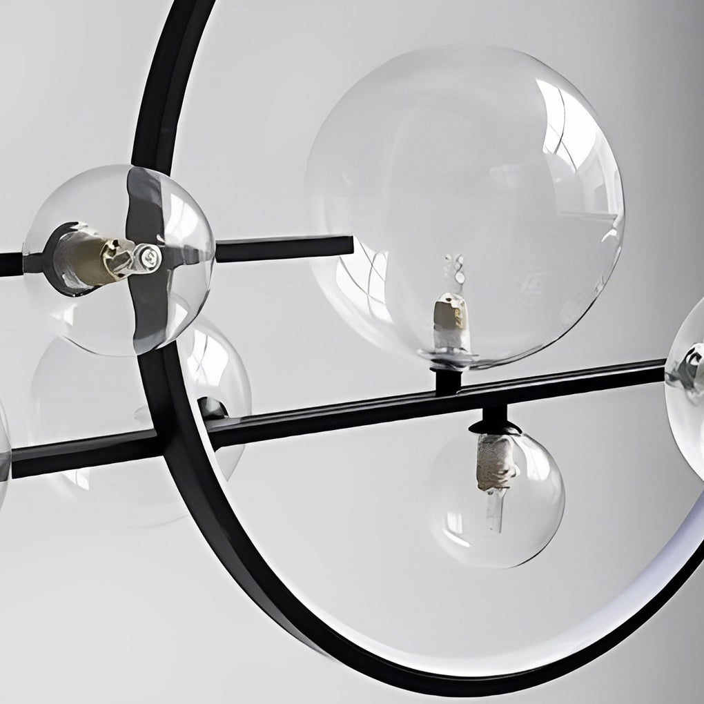 Moon Glass Bubbles LED Black Postmodern Dining Room Chandelier