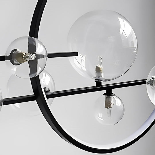 Moon Glass Bubbles LED Black Postmodern Dining Room Chandelier