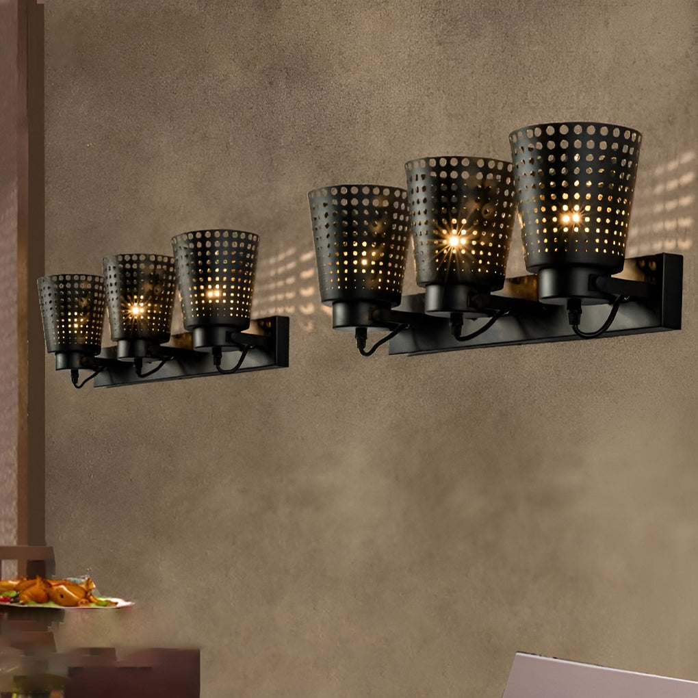 Retro Iron Hollow Adjustable Black Industrial Style Plug-in Wall Sconce