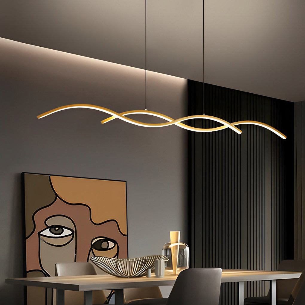 Wavy Lines Minimalist LED Nordic Dining Room Chandelier Hanging Lamp