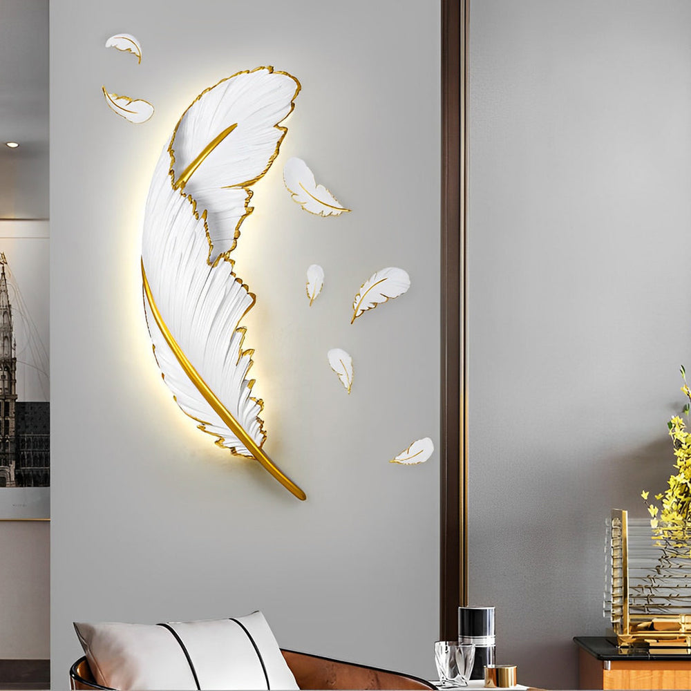Modern Art Decorative Resin Feather LED Wall Sconce