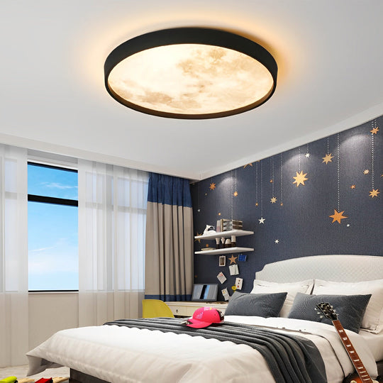 Creative Moon 3-Step Dimming LED Modern Flush Mount Ceiling Light