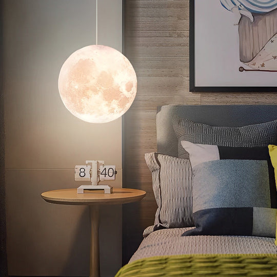 Round Moon Lunar 3D Creativity White Pendant Lamp