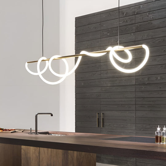Creative LED Strip Electroplated Metal Modern Chandelier Ceiling Light