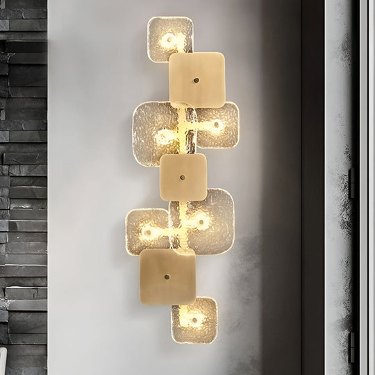 Creative Rounded Square Glass Copper LED Modern Wall Sconce