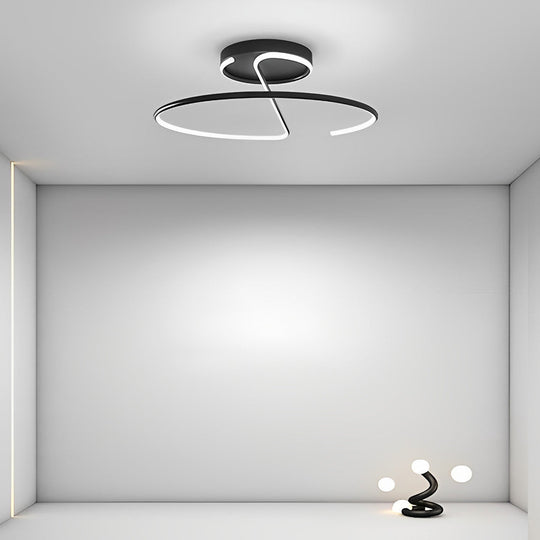 16" Wire-Inspired Circular Modern LED Semi-Flush Mount Ceiling Light