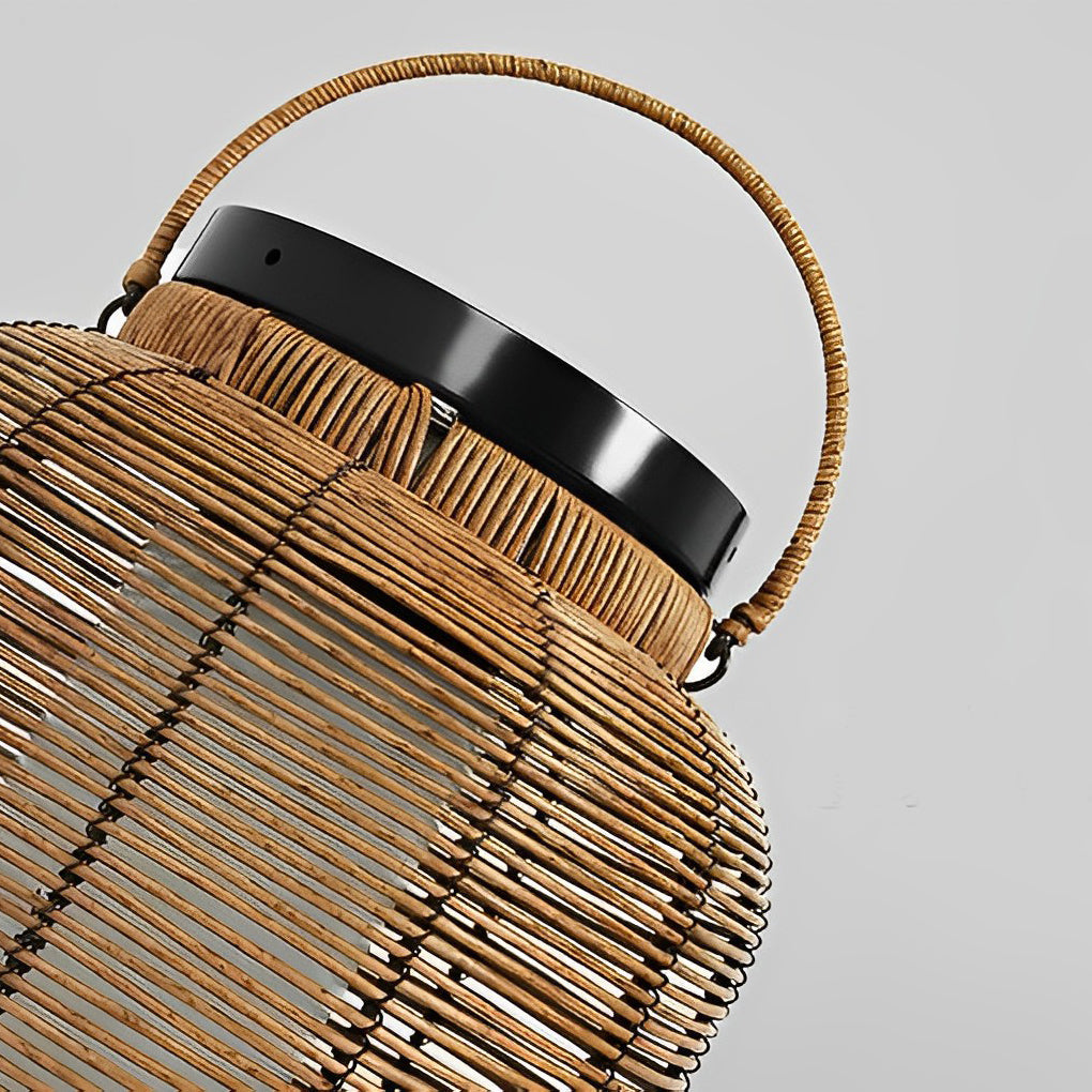 Portable Lantern Rattan LED Waterproof Solar Outdoor Floor Lamp