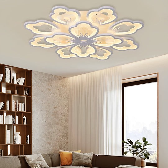 Flower Shaped Dimmable LED White Nordic Chandelier Light – Flush Mount Lighting
