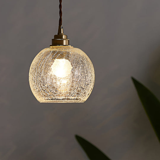 Spherical Glass Cracked Pattern LED Nordic Island Light Hanging Ceiling Lamp