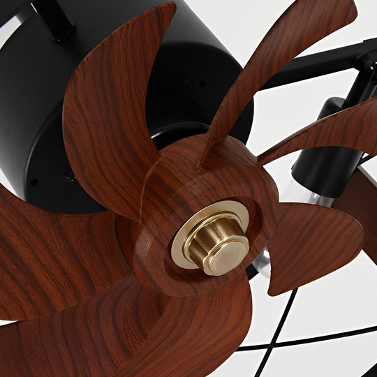 Retro Black Bladeless Ceiling Fan with Mesh Chandelier Cage and E26 Holders