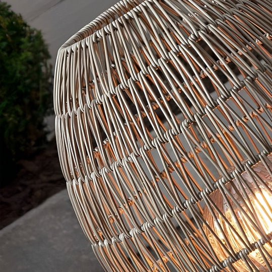 Elegant Handmade Rattan Oval Cage Outdoor Floor Lamp – Rustic Waterproof Lighting