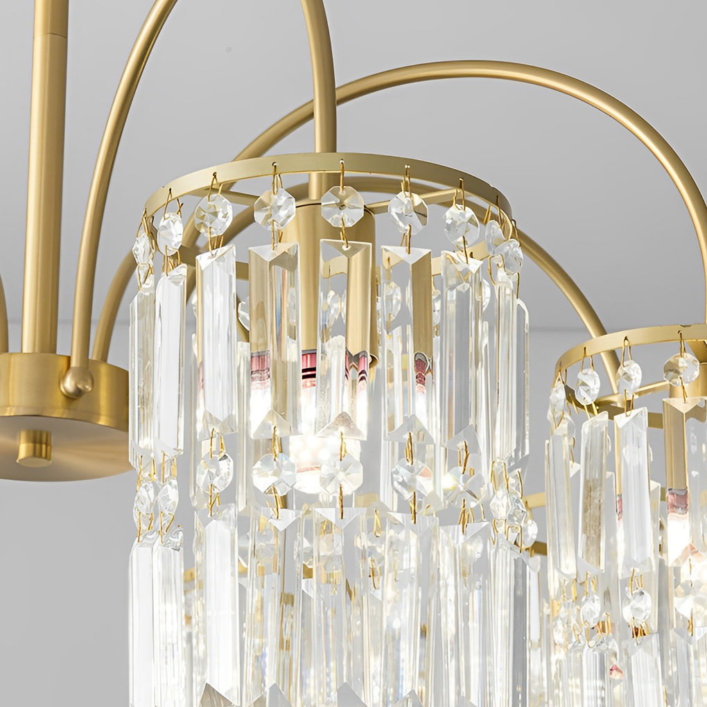 Crystal Shade Copper Curved Arms Luxury Post Modern Chandelier