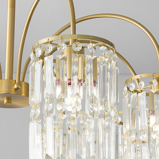 Crystal Shade Copper Curved Arms Luxury Post Modern Chandelier