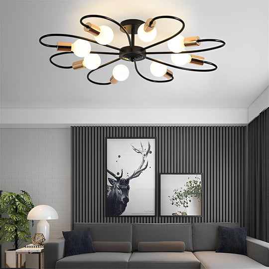 Simple Iron Flower Creative Nordic Bedroom Ceiling Light Fixture