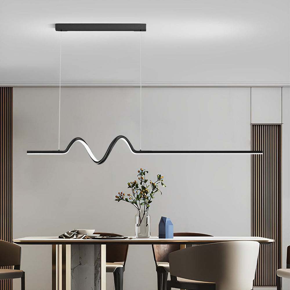 Creative Minimalist Wavy Stepless Dimming Nordic Chandelier with LED Strip
