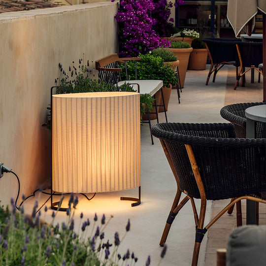 42" Modern Japanese-Style Fabric Outdoor Floor Lamp