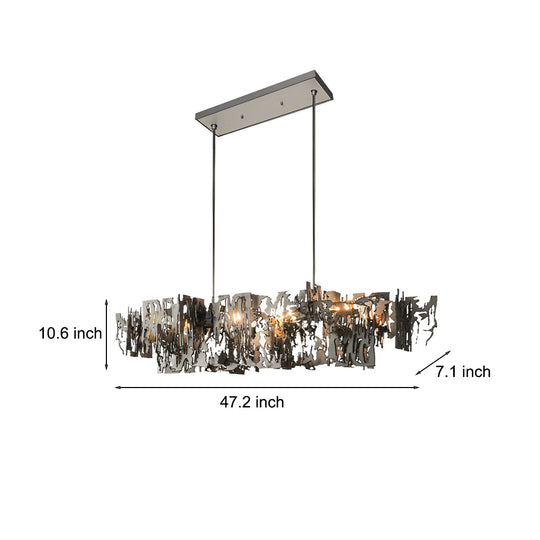 Long Creative Hollow Hardware LED Post Modern Dining Room Chandelier