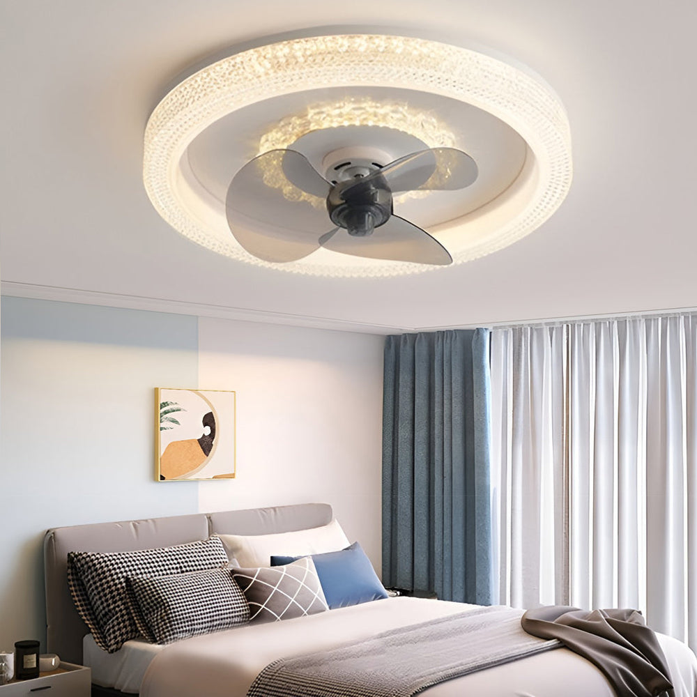 Round 360° Rotatable Stepless Dimming LED Ceiling Fan Light