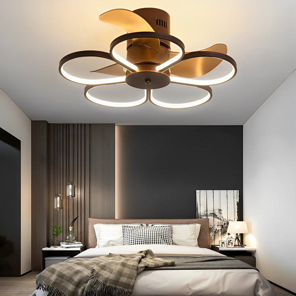 Modern Flower Shaped Bladeless Ceiling Fan with 70W LED and 3-Step Dimming