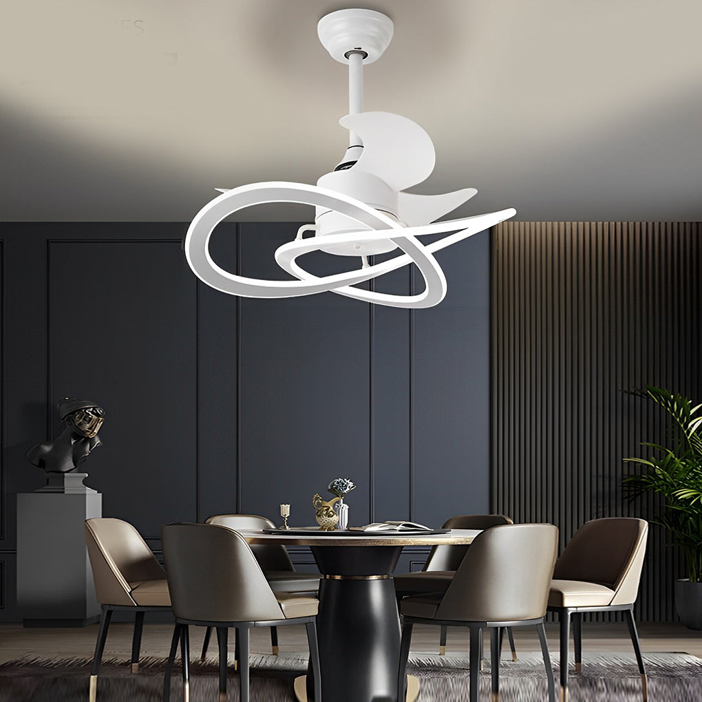 Waves Flower LED Bladeless Ceiling Fan Light with Timer