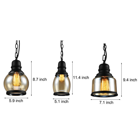 Retro Bottle Brown Glass Shade Industrial Pendant Light