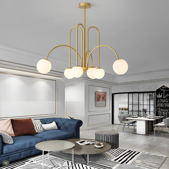 6/8 Lights Iron Glass Creative Nordic Chandelier Ceiling Light