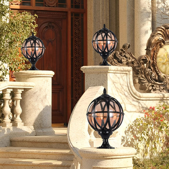 Round Glass E27 Waterproof European Style Outdoor Post Cap Lights