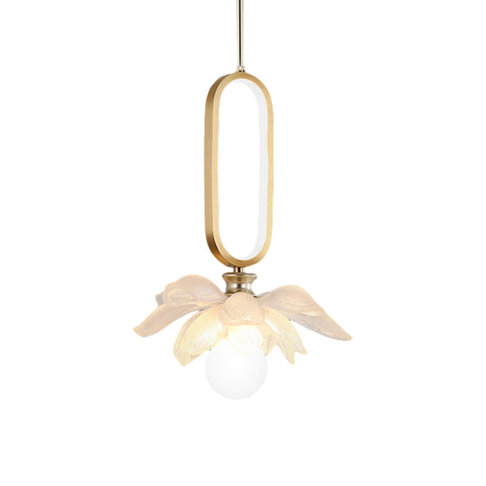 Creative Lotus Flowers Luminous Copper Oval Ring LED Modern Pendant Light