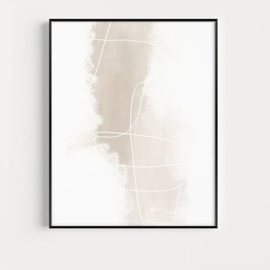 Minimalist Beige White Abstract Canvas Wall Art