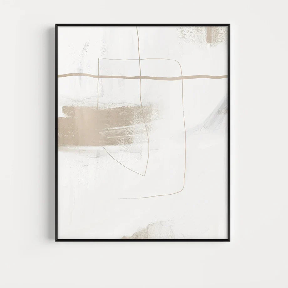 Minimalist Beige White Abstract Canvas Wall Art
