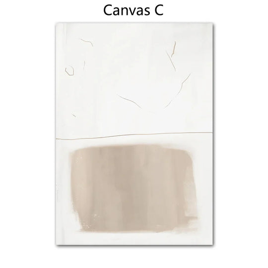 Minimalist Beige White Abstract Canvas Wall Art