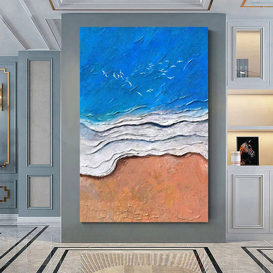 Abstract Blue Ocean Coastal Canvas Wall Art