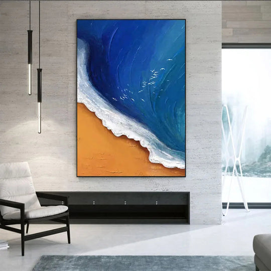 Abstract Blue Ocean Coastal Canvas Wall Art
