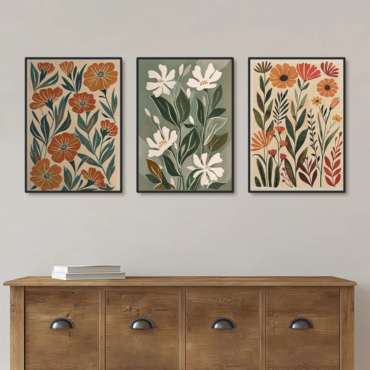 Abstract Floral Wildflower Botanical Canvas Wall Art