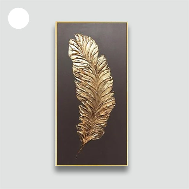 Abstract Golden Feather Canvas Wall Art