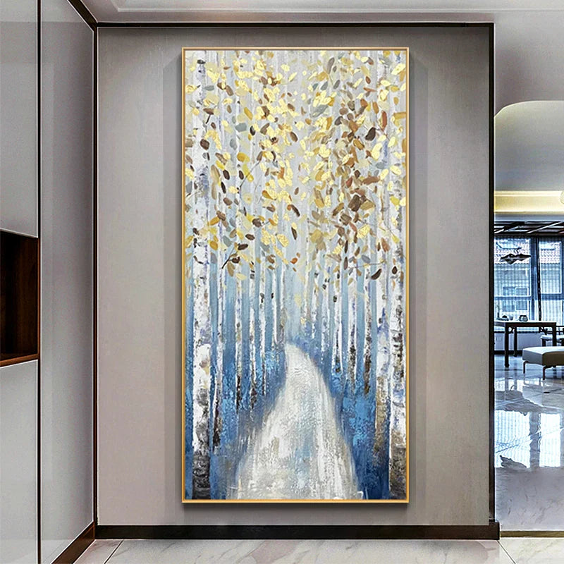 Abstract Golden Tree Auspicious Canvas Wall Art Unframed