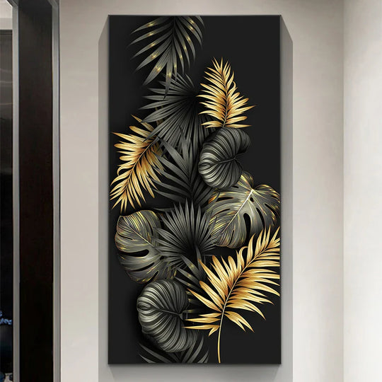 Abstract Golden Tree Auspicious Canvas Wall Art Unframed