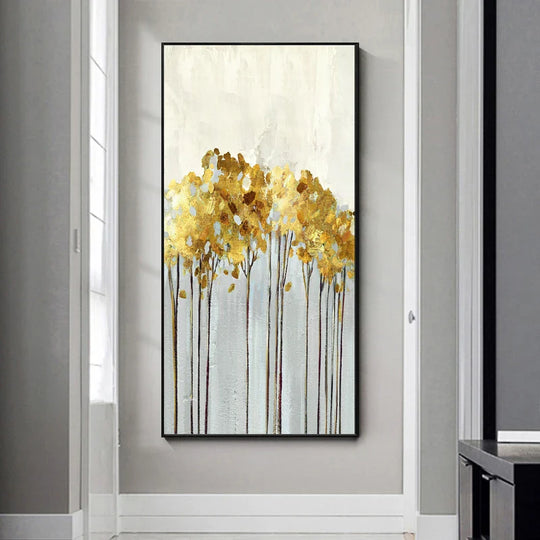 Abstract Golden Tree Auspicious Canvas Wall Art Unframed