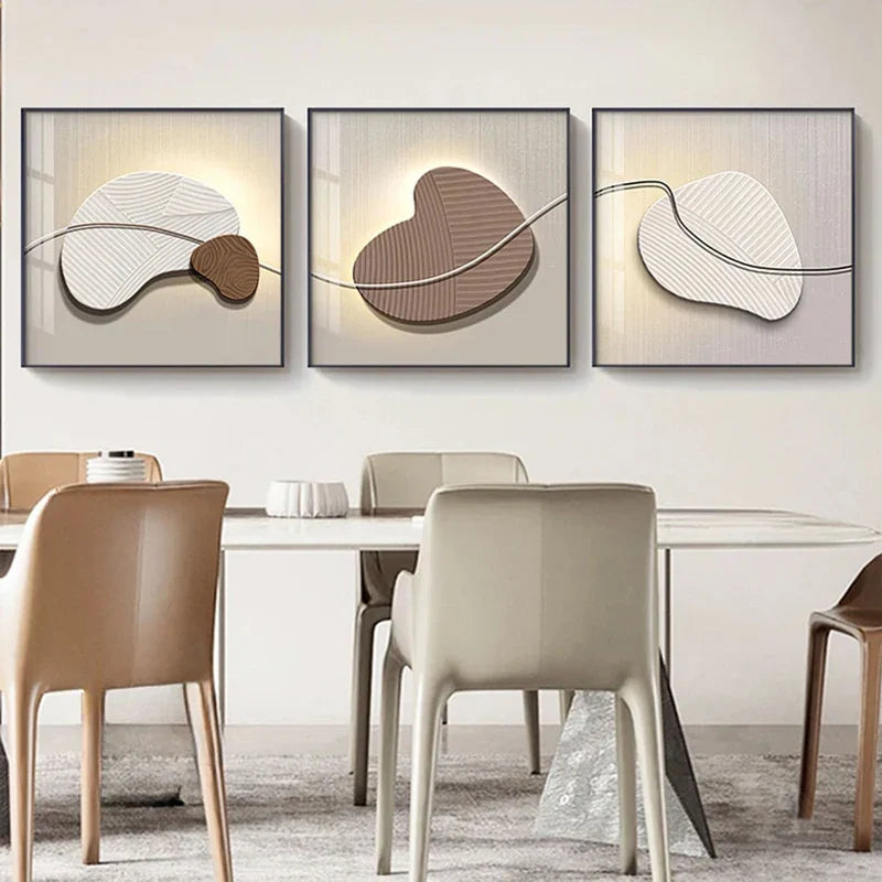 Nordic Stone Pebbles Square Abstract Canvas Wall Art Unframed