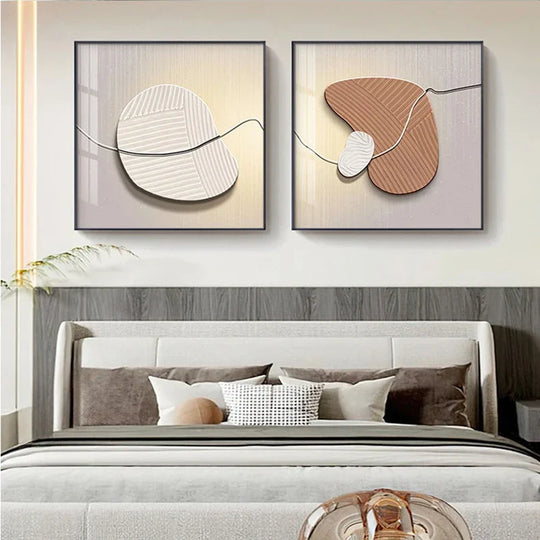 Nordic Stone Pebbles Square Abstract Canvas Wall Art Unframed