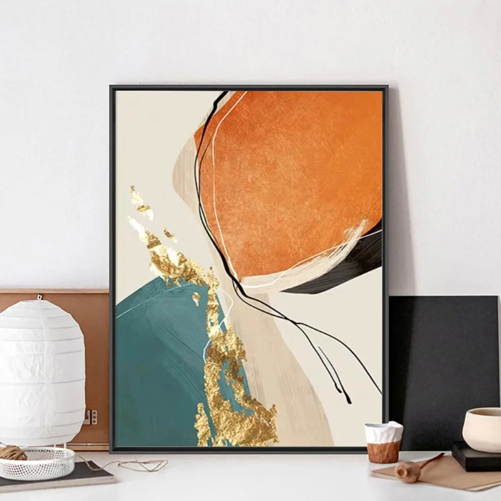 Abstract Orange Nordic Canvas Wall Art Fine Art Print
